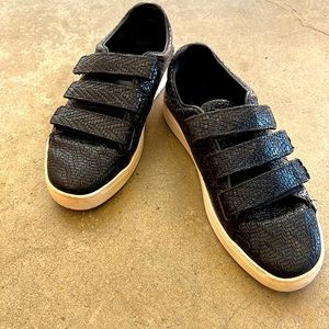 rag & bone Black Woven Leather Sneaker with Velcro 39